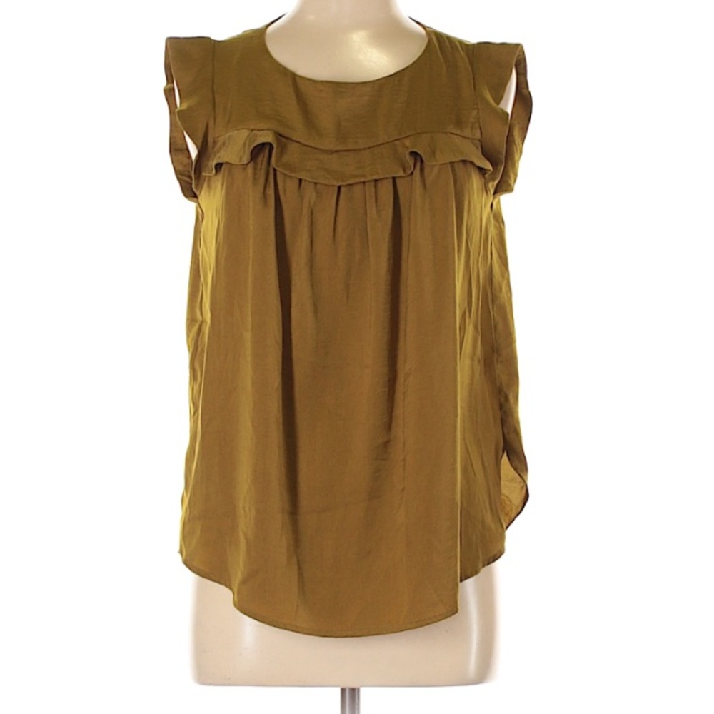 Loft Green Silk Short Sleeve Blouse